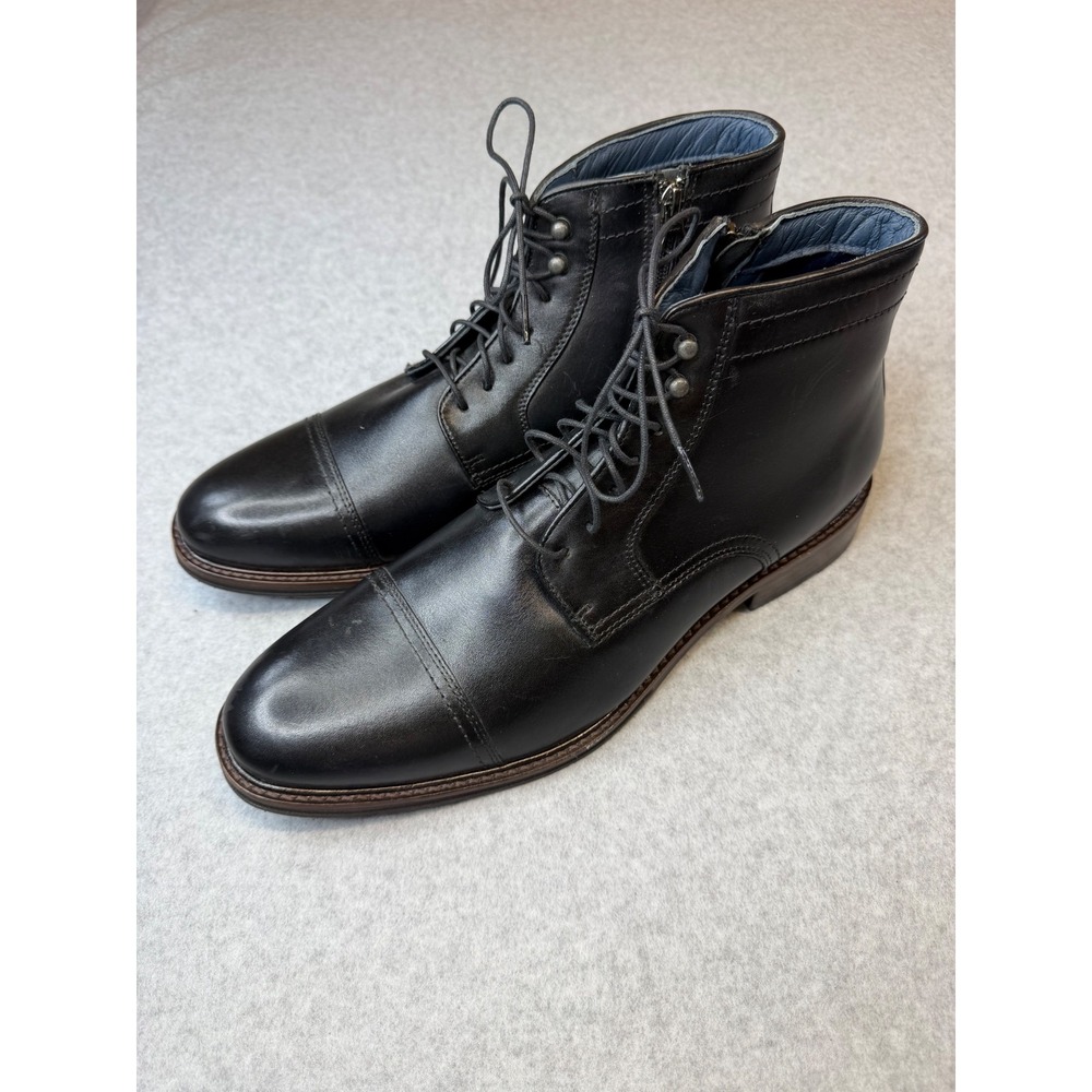 Johnston & Murphy XC Flex Black Leather Cap Toe Side Zip Boots Mens 13 M 20-2765